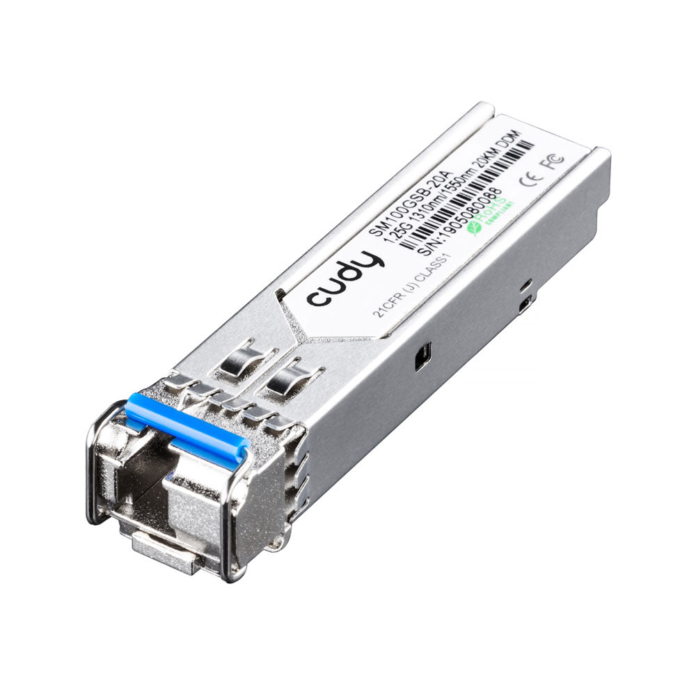 1,25G SFP Bi-di, 1,25 Gbit/s, 1 310 Tx/1 550 Rx FP 20 km, 12,5 dB