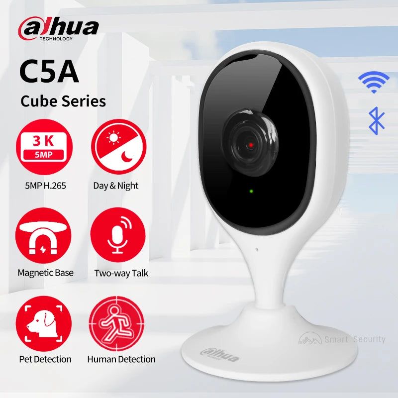 Dahua C5A 5MP Indoor Wifi Camera Smart Home 3K Baby Monitor Human & Pet Detection Two-way Talk Abnormal Sound Alarm Cube A1 Cam