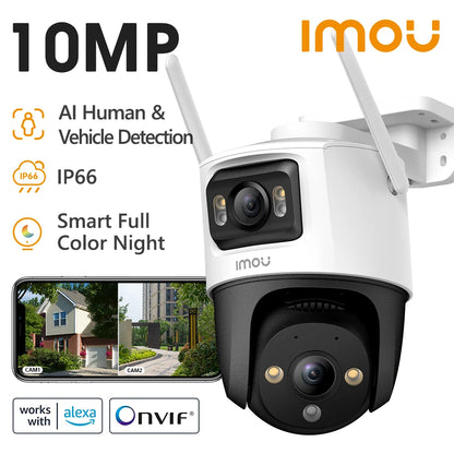 IMOU Dual Lens Outdoor Camera PT Camera Home Security IP Camera AI Human & Vehicle Detection Surveillance Camera 10 MP