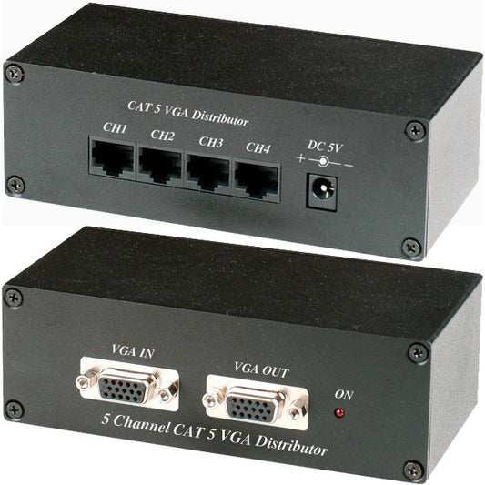 AMPLIFICATEUR DE DISTRIBUTION 1 EN-5 SORTIE VGA CAT5 À DISTANCE